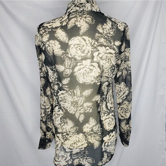 CABI #555 irresistible ruffle floral polyester‎ top blouse S - Picture 6 of 10